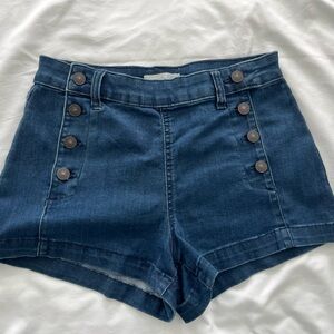 Happily Grey Classic Blue Stretch Buttoned Women's Jean Shorts Size 5/27